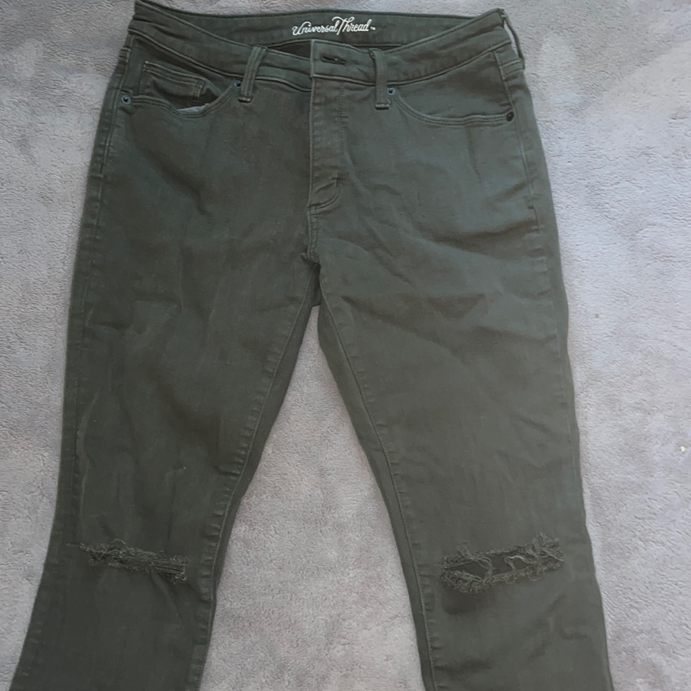 Green ripped jeans